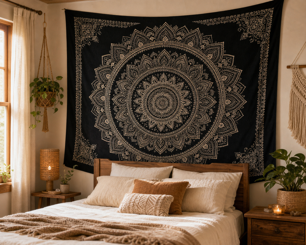 Cozy Haven Boho Mandala Tapestry Wall Hanging - Multi-Size