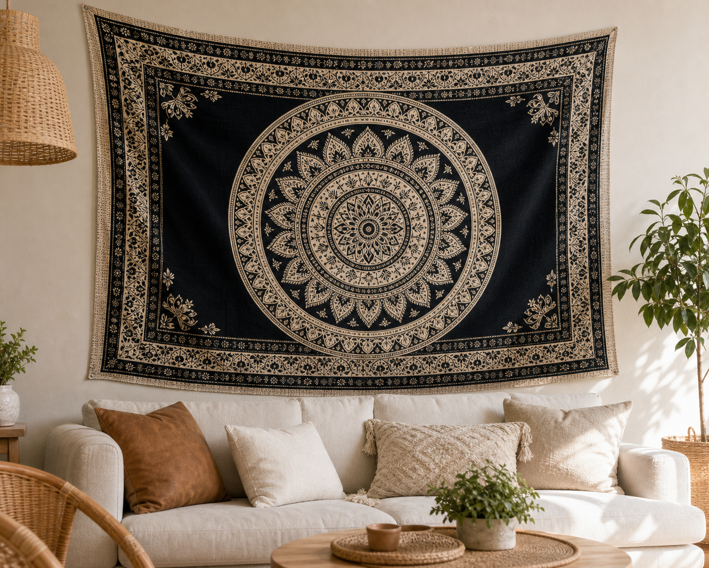 Cozy Haven Boho Mandala Tapestry Wall Hanging - Multi-Size