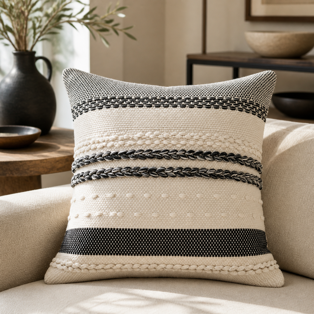 Cozy Haven Vintage Moroccan Velvet Throw Pillow Cover - 18x18 Inch Embroidered Boho Cushion Case - Black