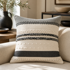 Cozy Haven Vintage Moroccan Velvet Throw Pillow Cover - 18x18 Inch Embroidered Boho Cushion Case - Black