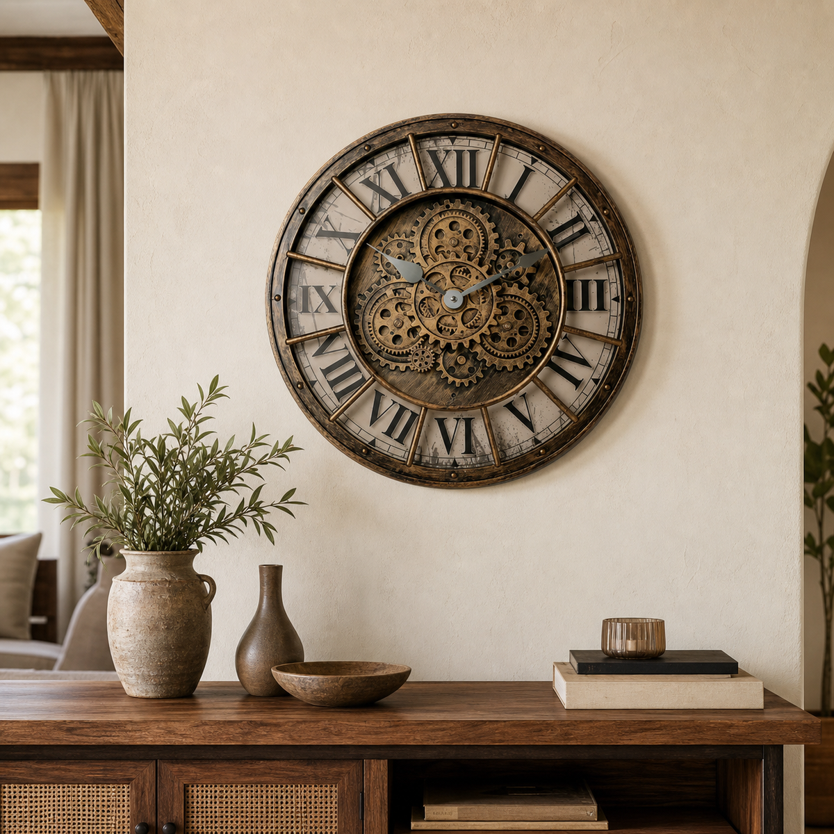 Cozy Haven Retro Decorative Wall Clock styled in a home setting