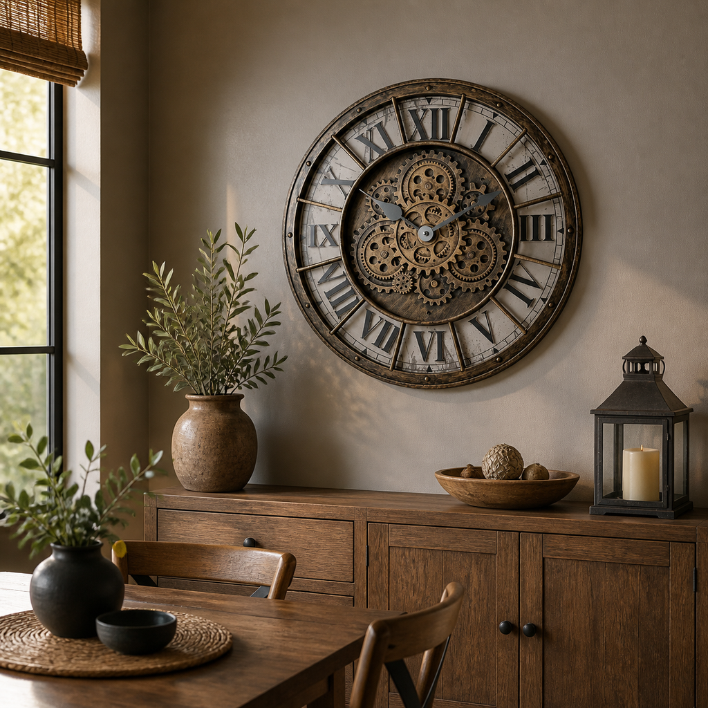 Cozy Haven Retro Decorative Wall Clock - retro decorative wall clock room view