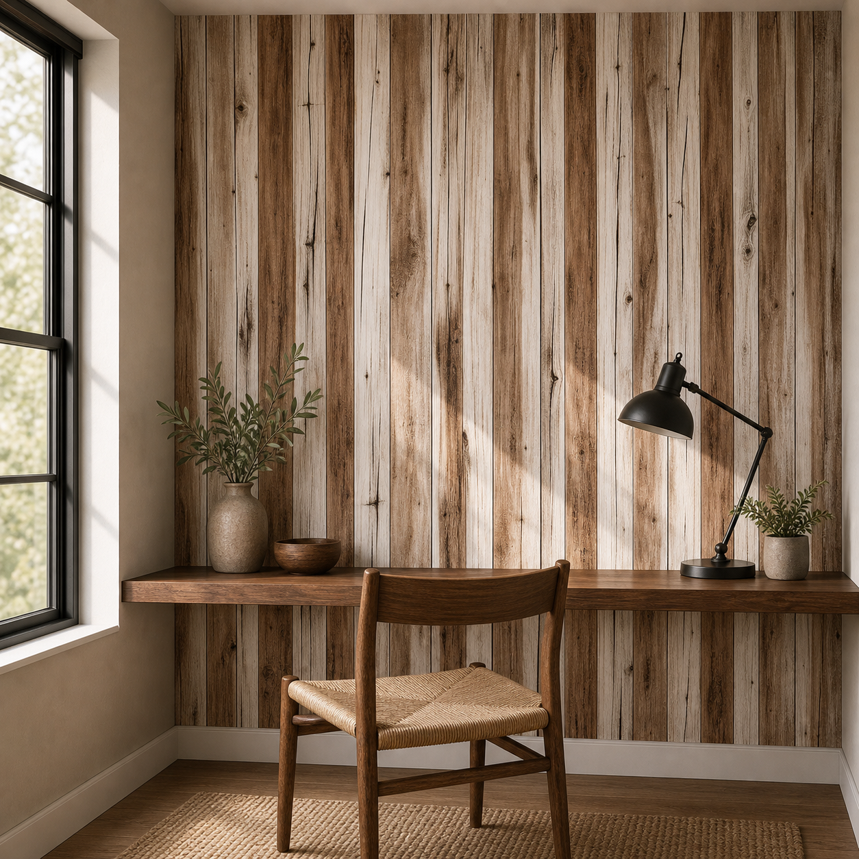 Cozy Haven Retro Wood Grain Peel and Stick Wallpaper lifestyle image 2