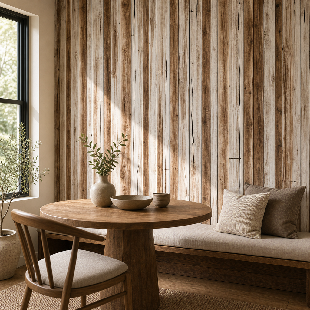 Cozy Haven Retro Wood Grain Peel and Stick Wallpaper lifestyle image 3