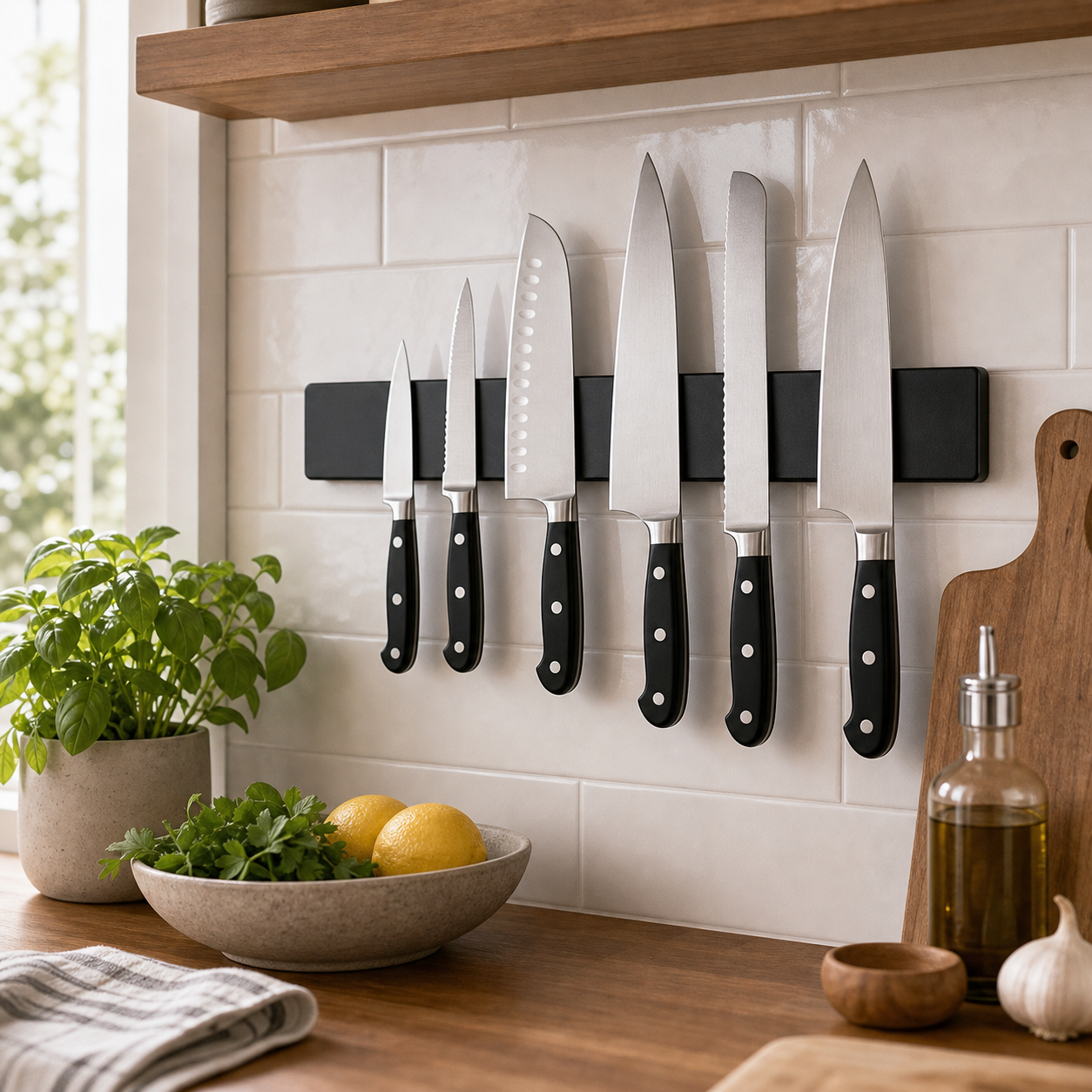 Cozy Haven Magnetic Knife Holder Strip - Wall Mount Kitchen Storage Organizer