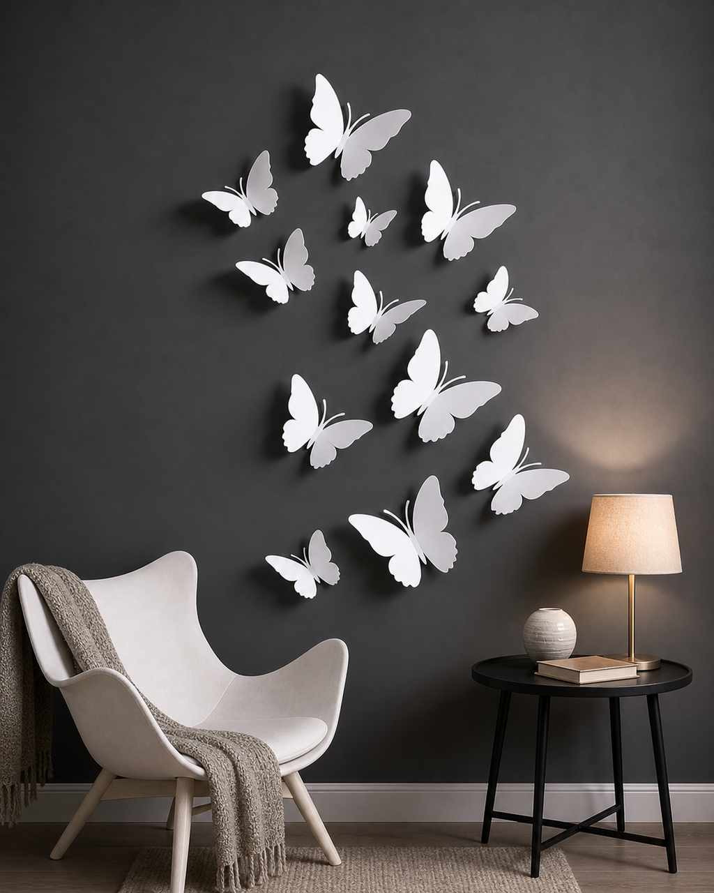 Cozy Haven 3D Butterfly Wall Stickers Set - 12 Piece Removable Reusable Decal Collection