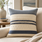 Cozy Haven Vintage Moroccan Velvet Throw Pillow Cover - 18x18 Inch Embroidered Boho Cushion Case - Navy Blue