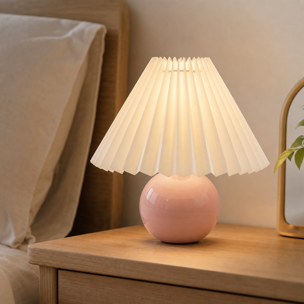 Cozy Haven Pleated Bedside Table Lamp - product view 1