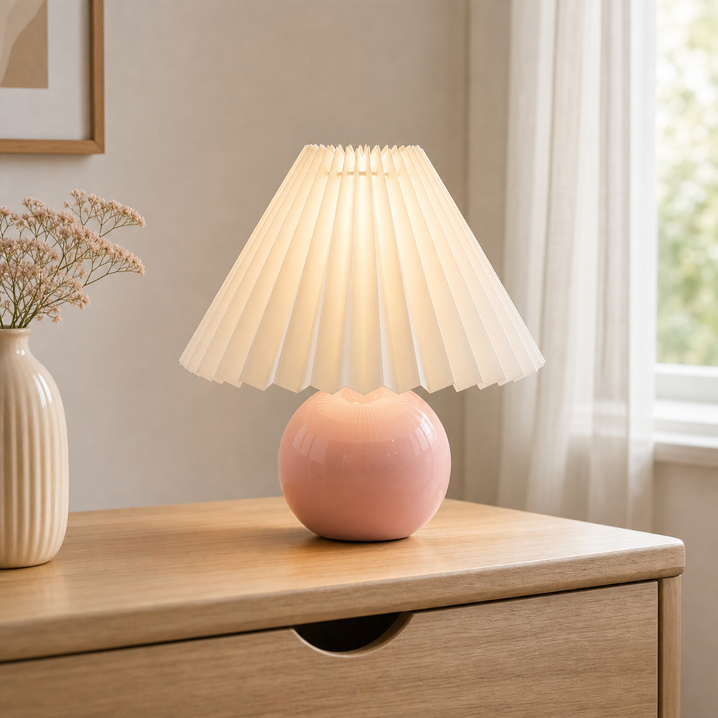 Cozy Haven Pleated Bedside Table Lamp - product view 2