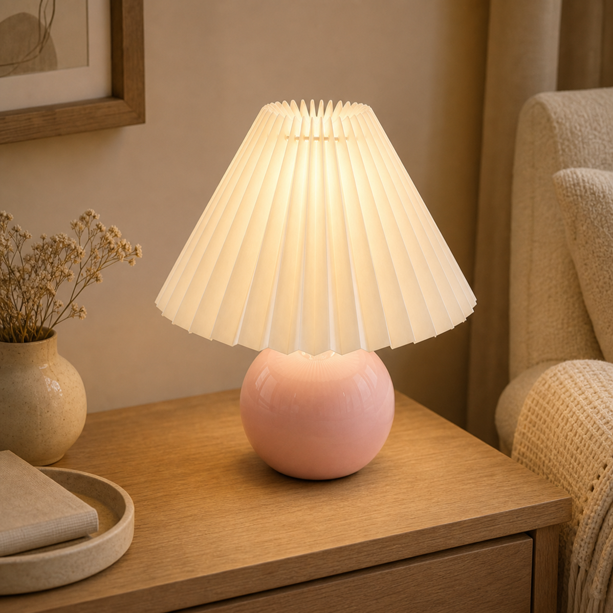 Cozy Haven Pleated Bedside Table Lamp - product view 3