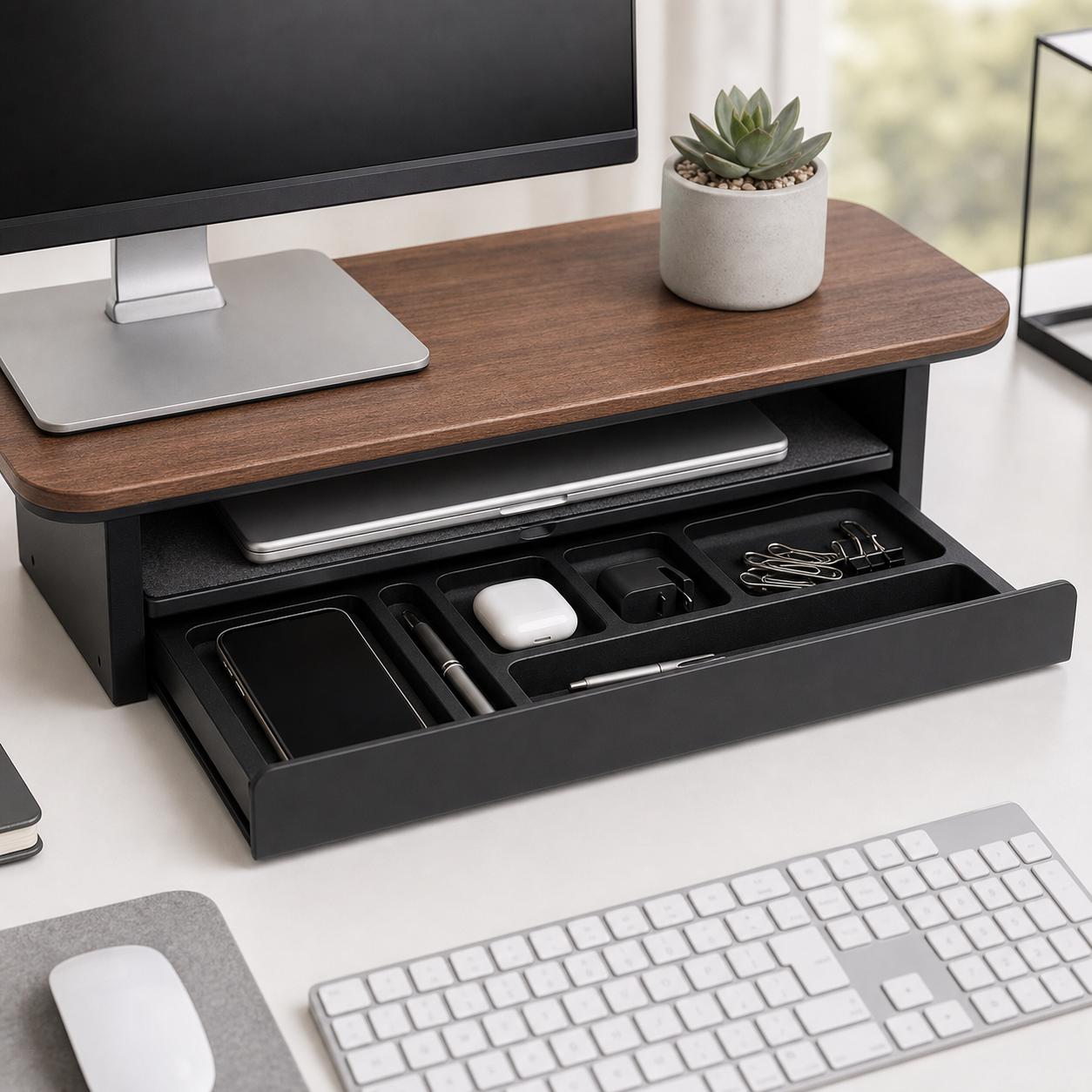 Cozy Haven Adjustable Drawer Monitor Riser Shelf - 20Cm metal drawer
