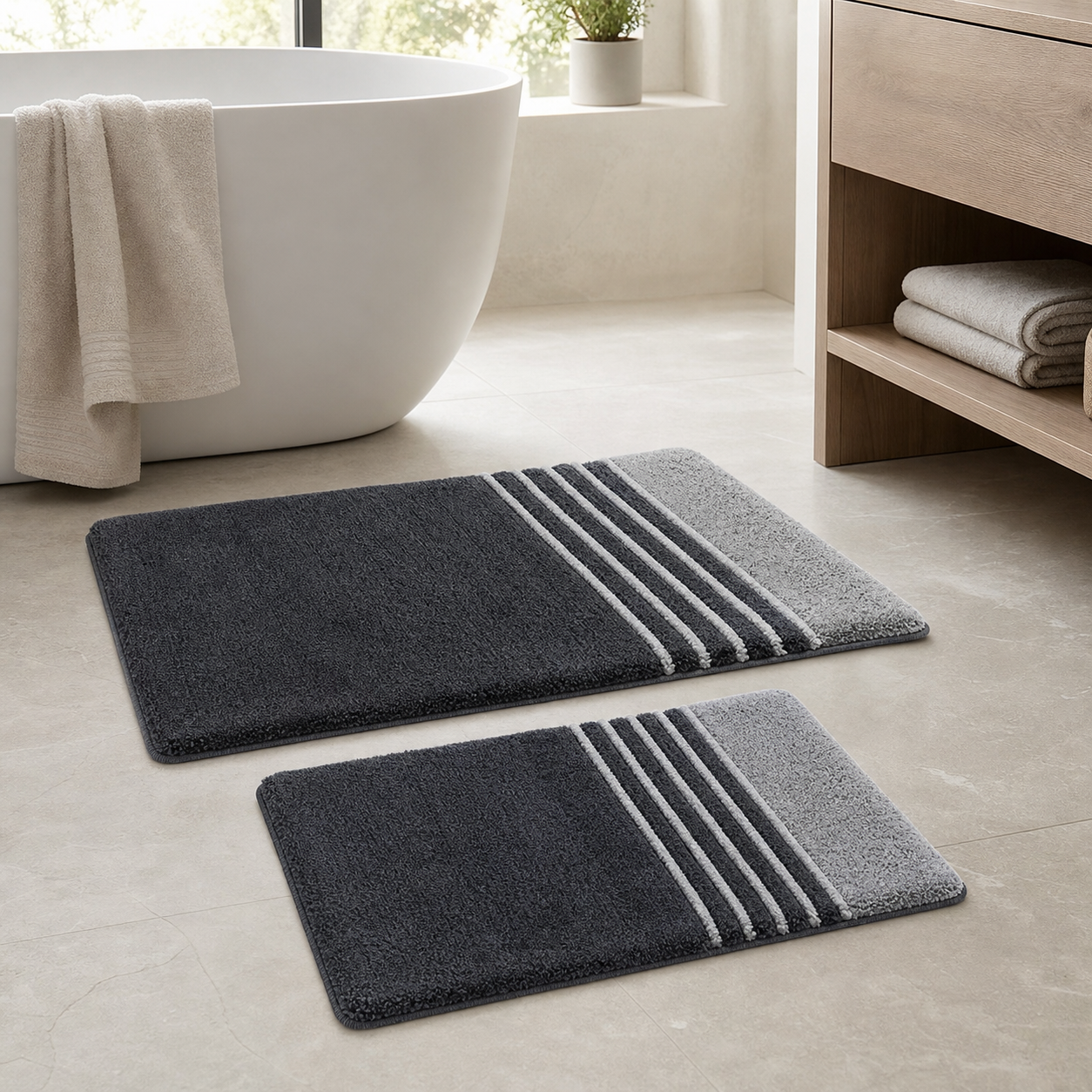 Cozy Haven Ribbed Quick Dry Bath Mat Set - Cozy Haven product photo
