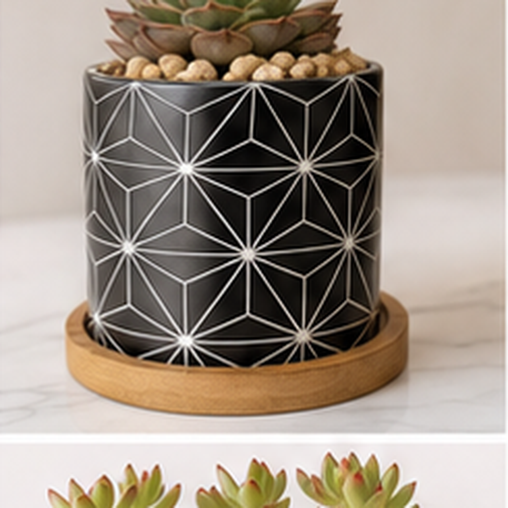 Cozy Haven Ceramic Succulent Planters Set - 6 Pack Modern Geometric Desktop Plant Pots - Kitchen - 2 - Cozy Haven product photo