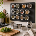 Cozy Haven Magnetic Spice Jar Set styled kitchen view 7