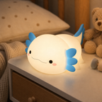 Cozy Haven axolotl Silicone Nursery Night Light styled lighting view 2
