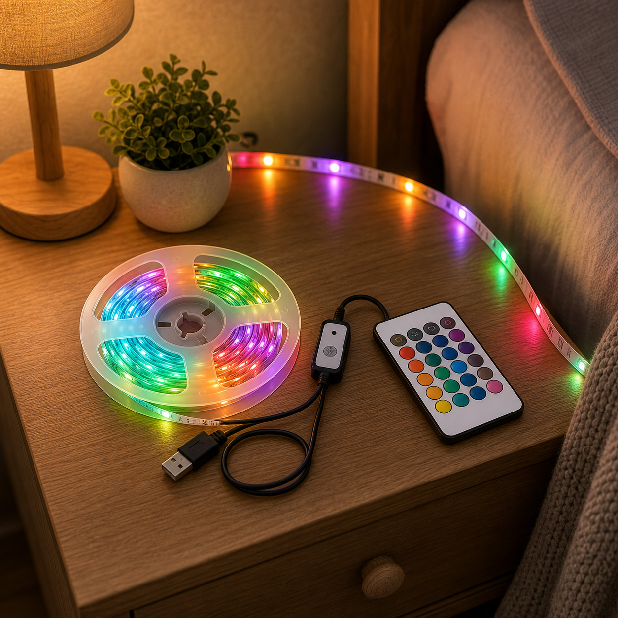 Cozy Haven RGB LED Strip Lights lifestyle image 23 for IR / 24-Key Remote / 1 m