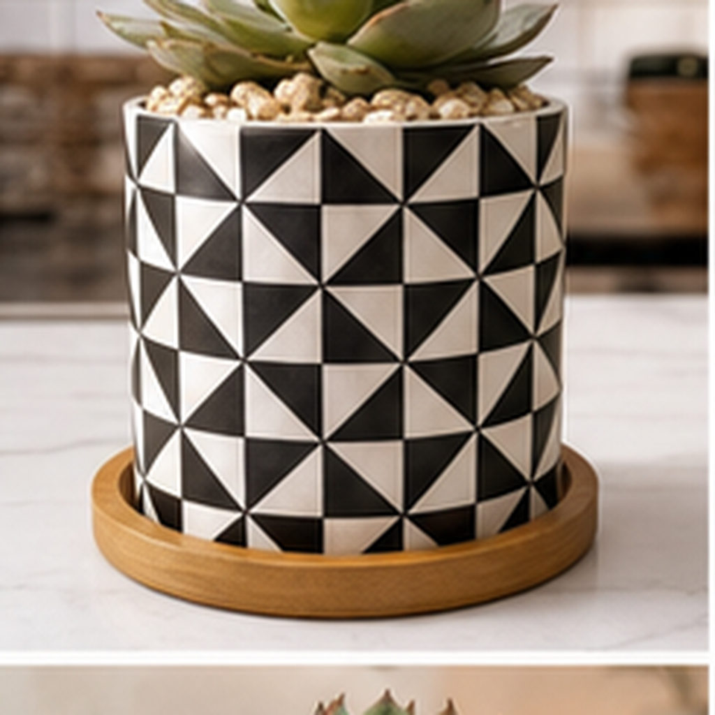Cozy Haven Ceramic Succulent Planters Set - 6 Pack Modern Geometric Desktop Plant Pots - Kitchen - Cozy Haven product photo