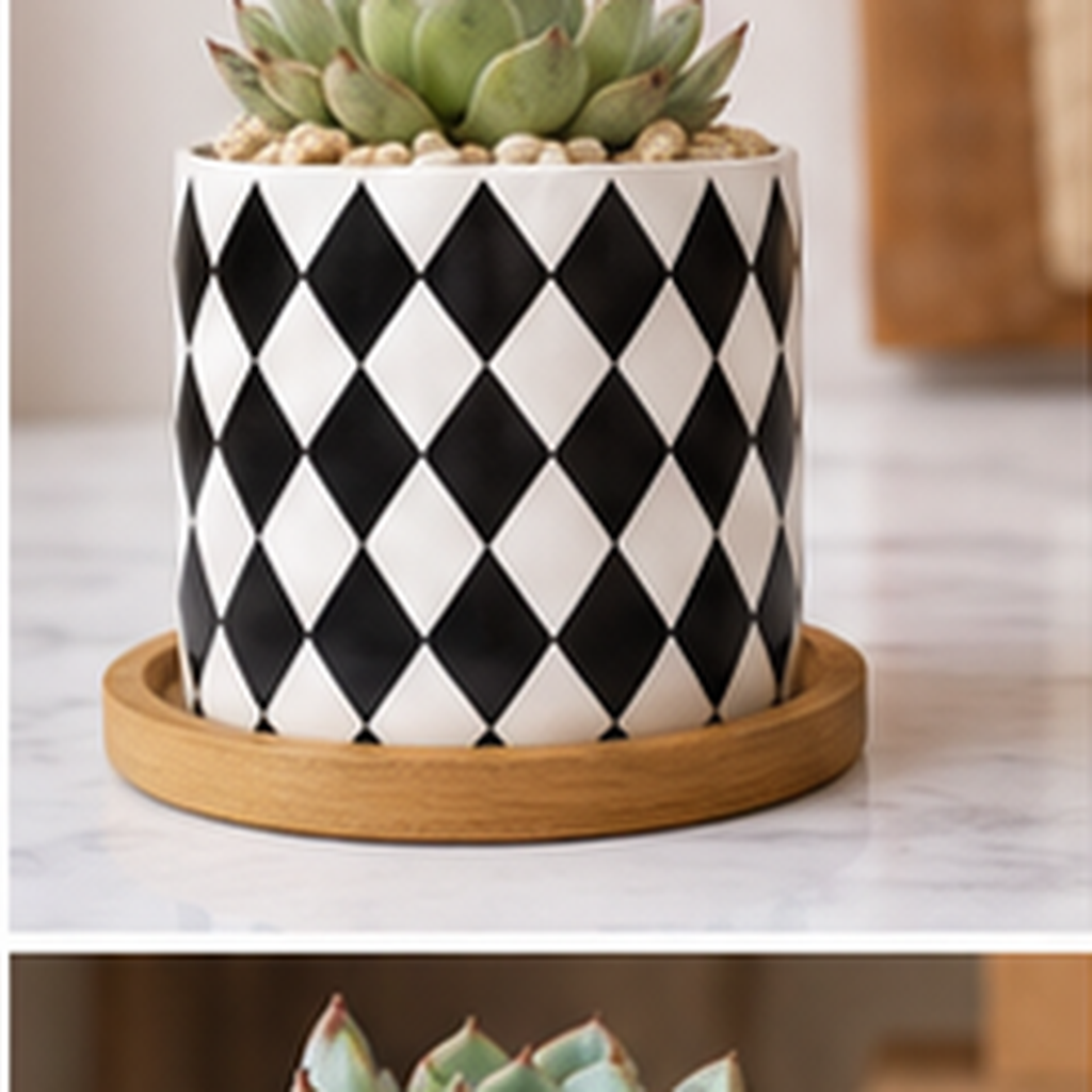 Cozy Haven Ceramic Succulent Planters Set - 6 Pack Modern Geometric Desktop Plant Pots - Kitchen - Cozy Haven product photo