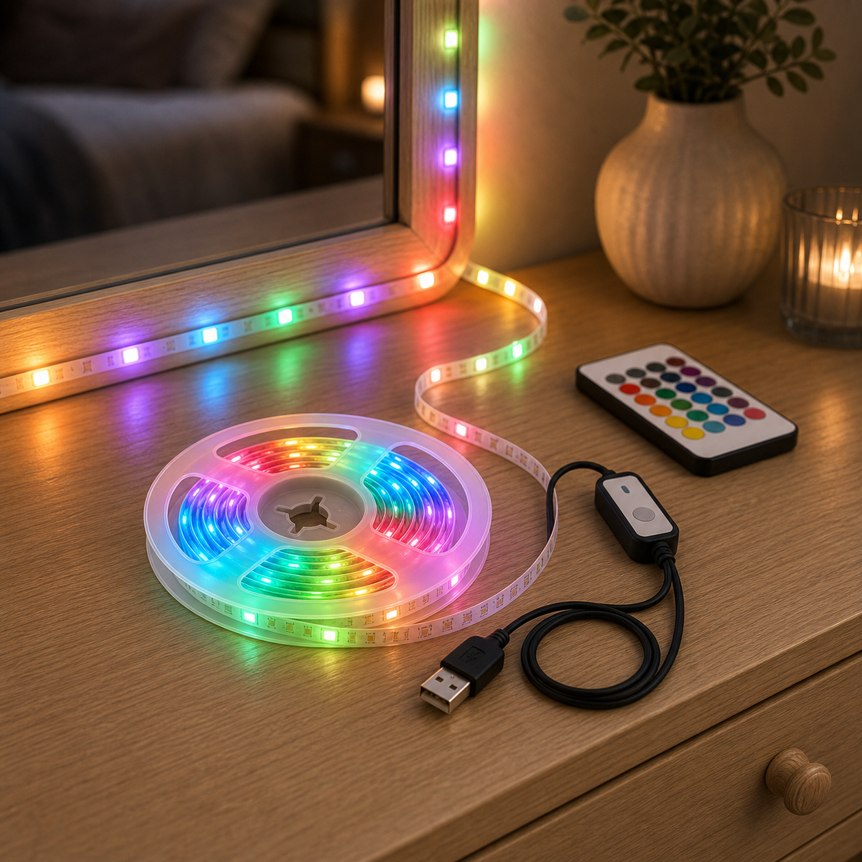 Cozy Haven RGB LED Strip Lights lifestyle image 24 for IR / 24-Key Remote / 2 m