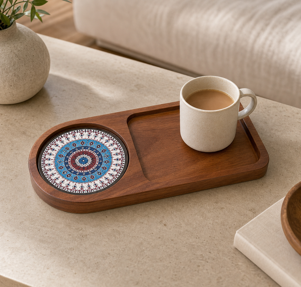 Cozy Haven Wood Tea and Coffee Serving Tray lifestyle image 1