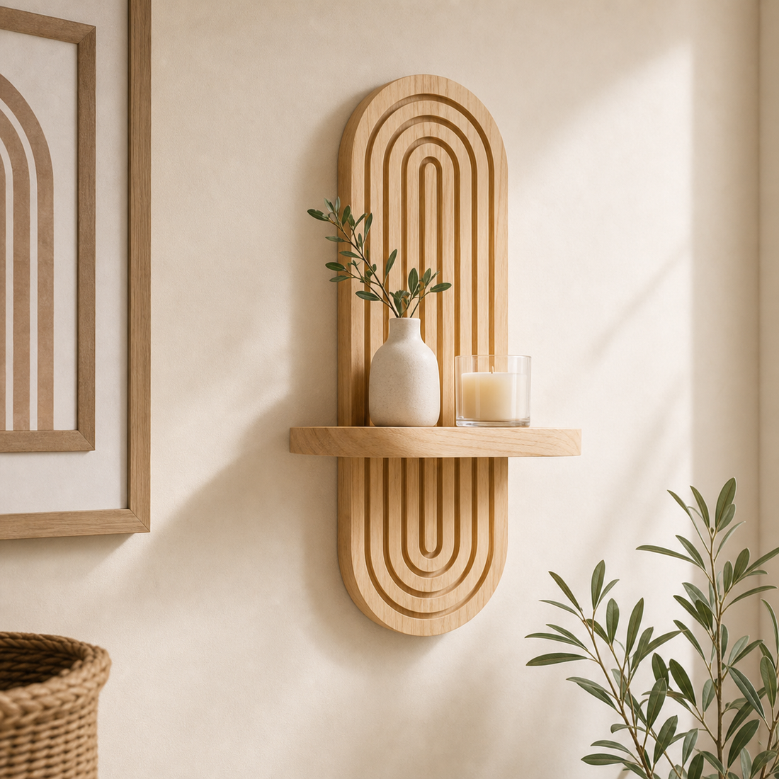 Floating Wall Shelves — Arched Wooden Shelf Collection