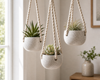 Cozy Haven Ceramic Hanging Planter Set - 3 Pack Modern Speckled Air Plant Holders with Rope - Home Garden - Cozy Haven product photo