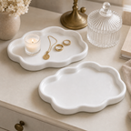 Cozy Haven Cloud Decorative Tray Collection - 2pcs White styled vanity and decor tray view 6