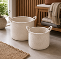 Cozy Haven Cotton Rope Decorative Storage Basket Set - Natural Two-Basket Set