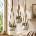 Cozy Haven Ceramic Hanging Planter Set - 3 Pack Modern Speckled Air Plant Holders with Rope - Home Garden - Default - Cozy Haven product photo