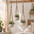 Cozy Haven Ceramic Hanging Planter Set - 3 Pack Modern Speckled Air Plant Holders with Rope - Home Garden - Default - Cozy Haven product photo