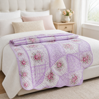 Cozy Haven Floral Quilted Throw Blanket styled quilted textile view 5