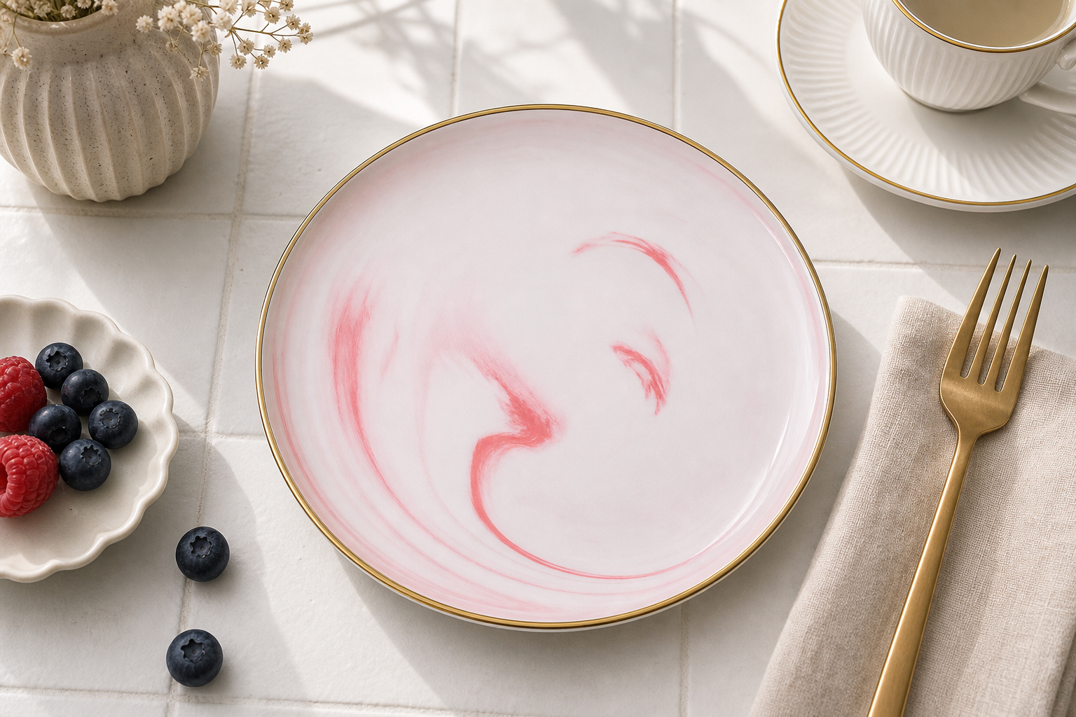Cozy Haven Pink Marble Dinnerware Collection lifestyle image 11