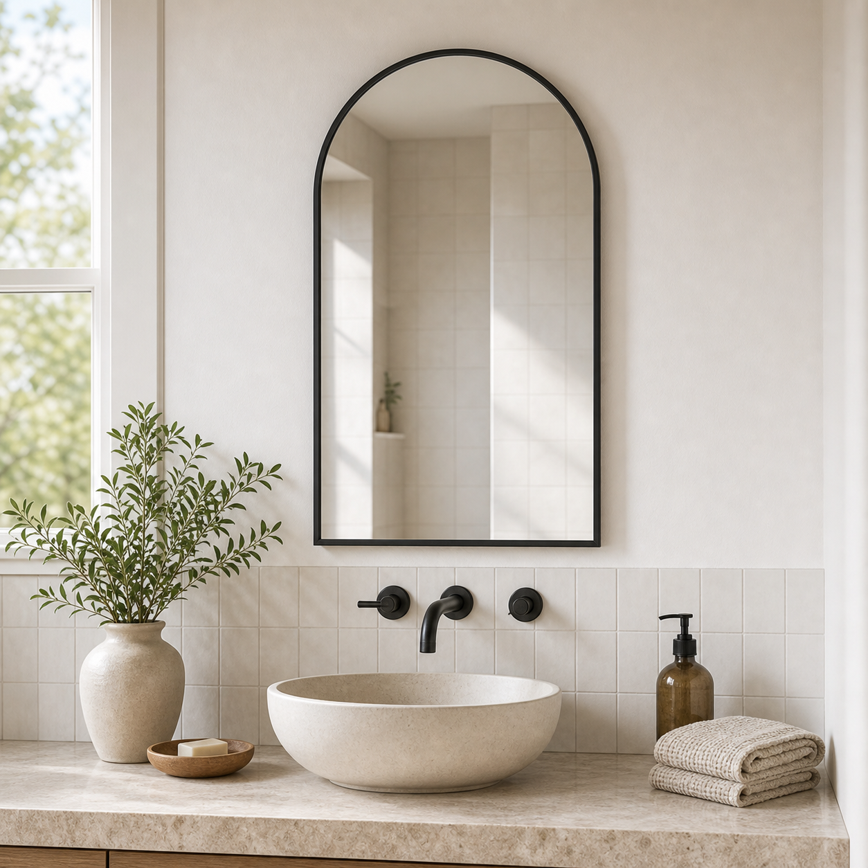 Cozy Haven Scalloped Arched Wall Mirror styled wall decor view 2