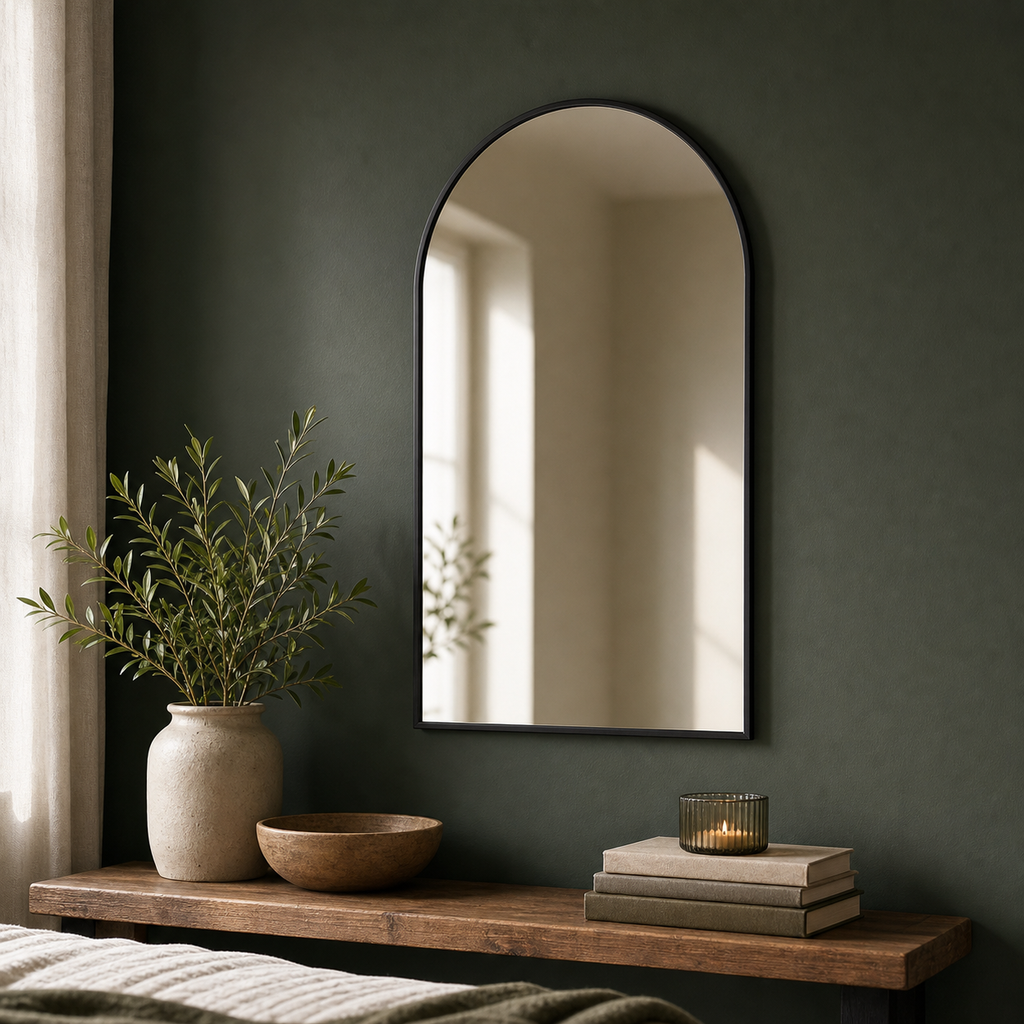 Cozy Haven Scalloped Arched Wall Mirror styled wall decor view 3