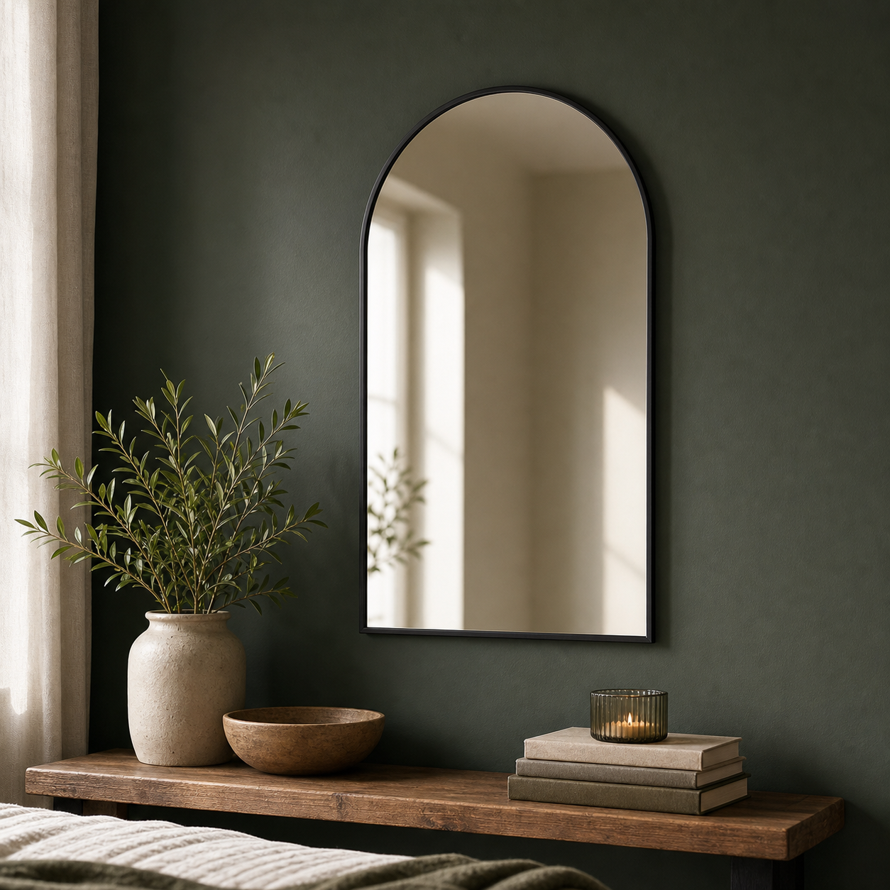 Cozy Haven Scalloped Arched Wall Mirror styled wall decor view 3