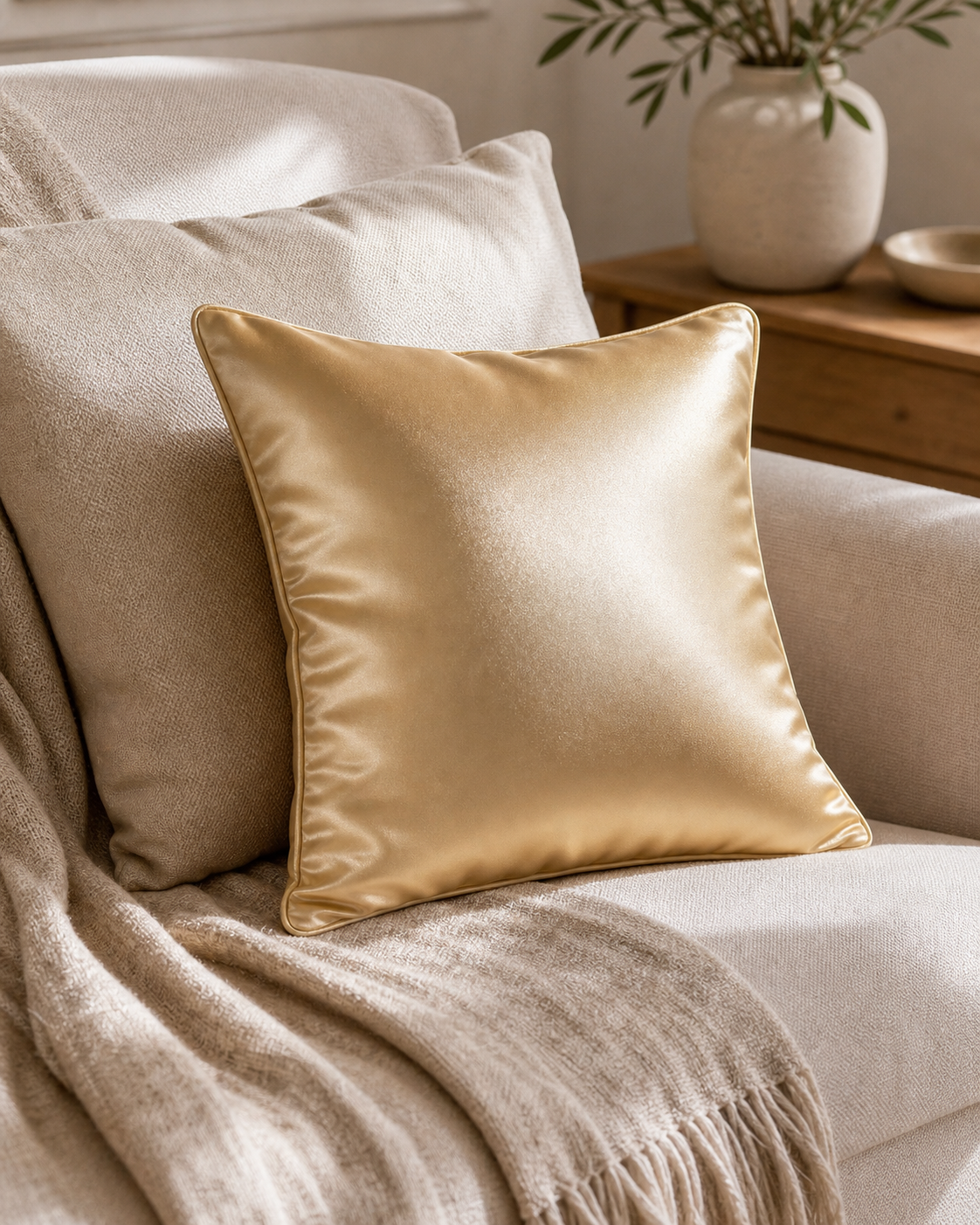 Cozy Haven % Satin Silk-Like Pillowcase Cover Solid Smooth Cushi - Cozy Haven lifestyle image
