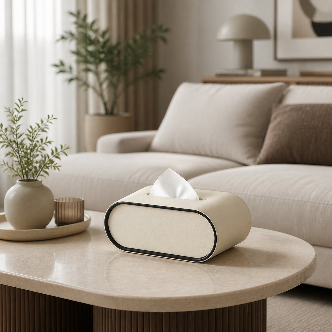 Tissue Box Cover — Oval - Cream