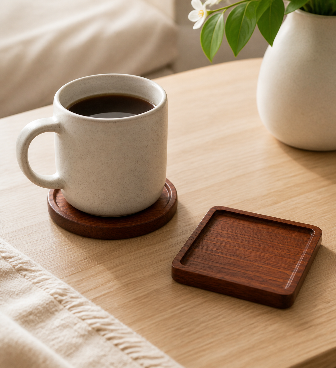 Walnut Wood Coasters - Round & Square