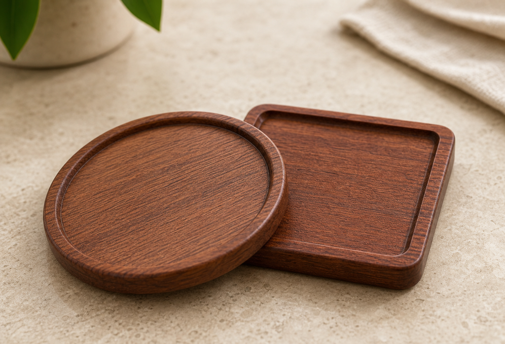 Cozy Haven Wooden Coaster Tea Coffee Cup Pad Walnut Durable Heat - Cozy Haven lifestyle image