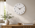 Cozy Haven Casual Modern White Pattern Wooden Wall Clock Living - Cozy Haven lifestyle image