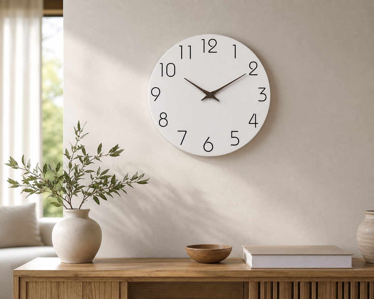 Cozy Haven Casual Modern White Pattern Wooden Wall Clock Living product detail