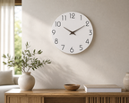Cozy Haven Casual Modern White Pattern Wooden Wall Clock Living - Cozy Haven lifestyle image