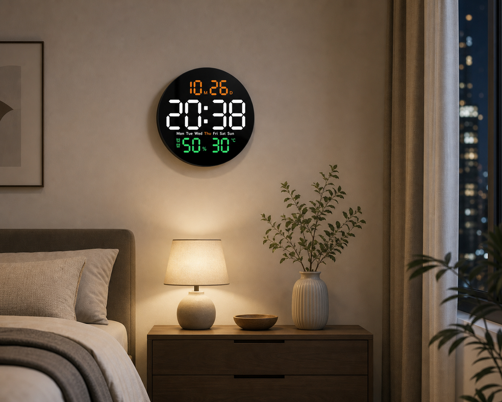 Cozy Haven Digital Led Wall Clock With Dual Alarms,Calendar,Temp - Cozy Haven lifestyle image