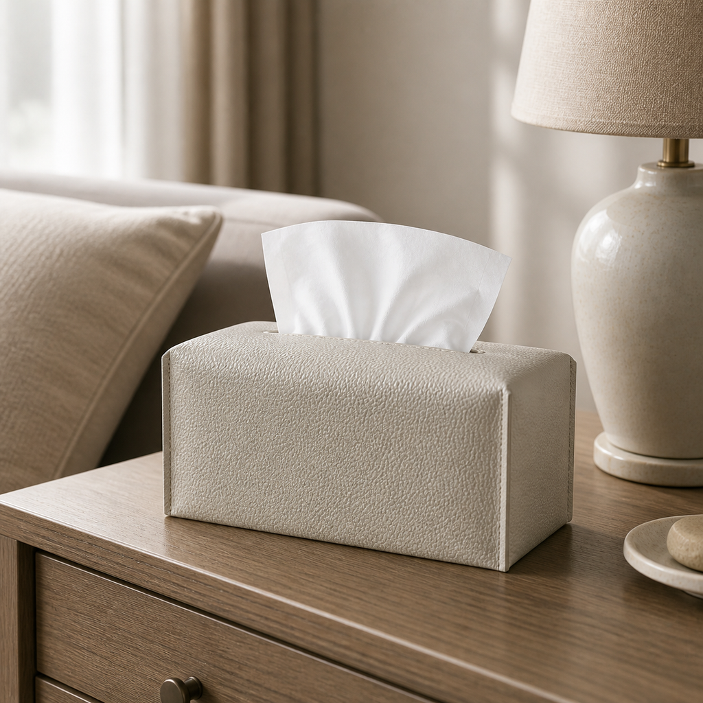 Cozy Haven Modern Pu Leather Tissue Box Cover Square Tissue Hold - Cozy Haven lifestyle image