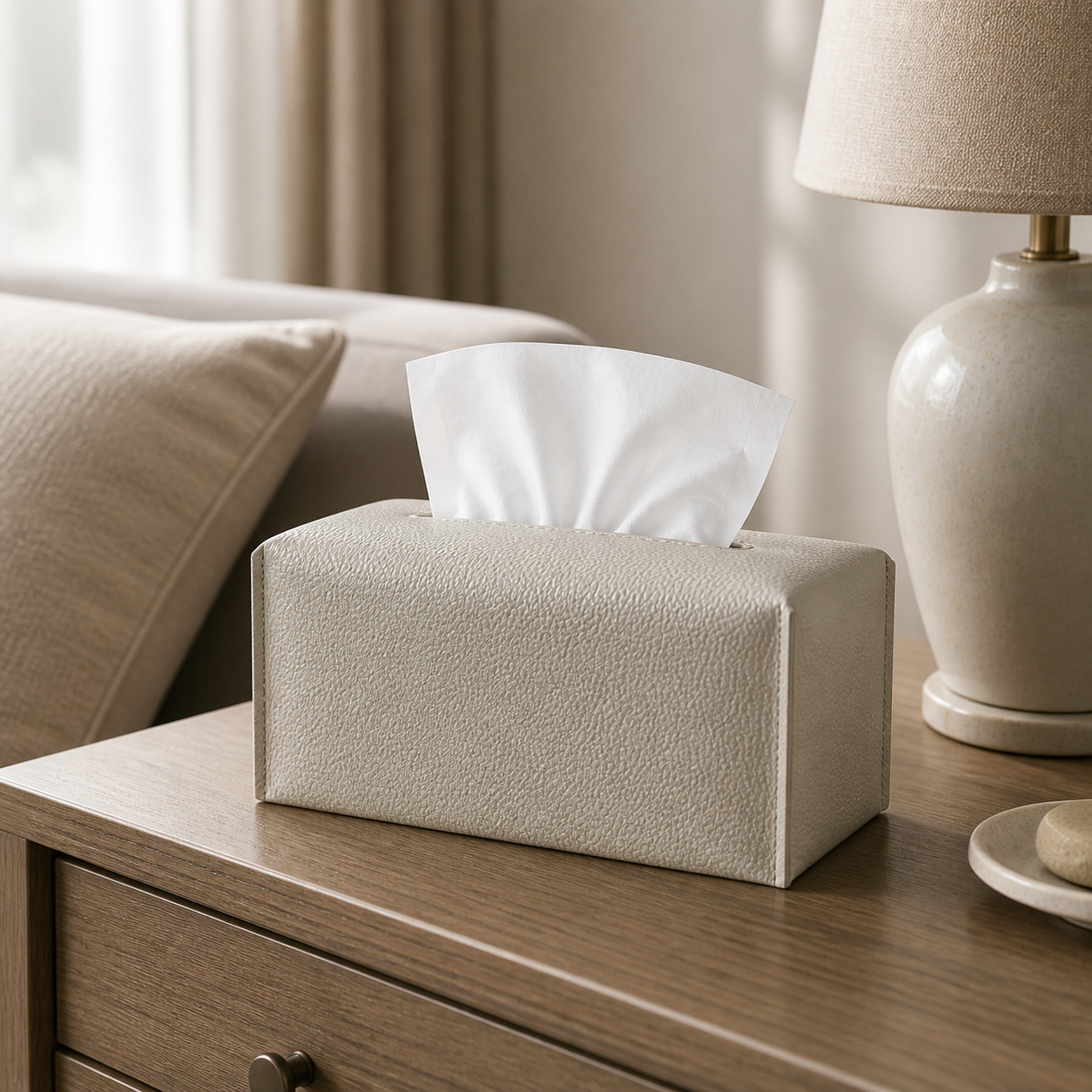 Cozy Haven Modern Pu Leather Tissue Box Cover Square Tissue Hold - Cozy Haven lifestyle image