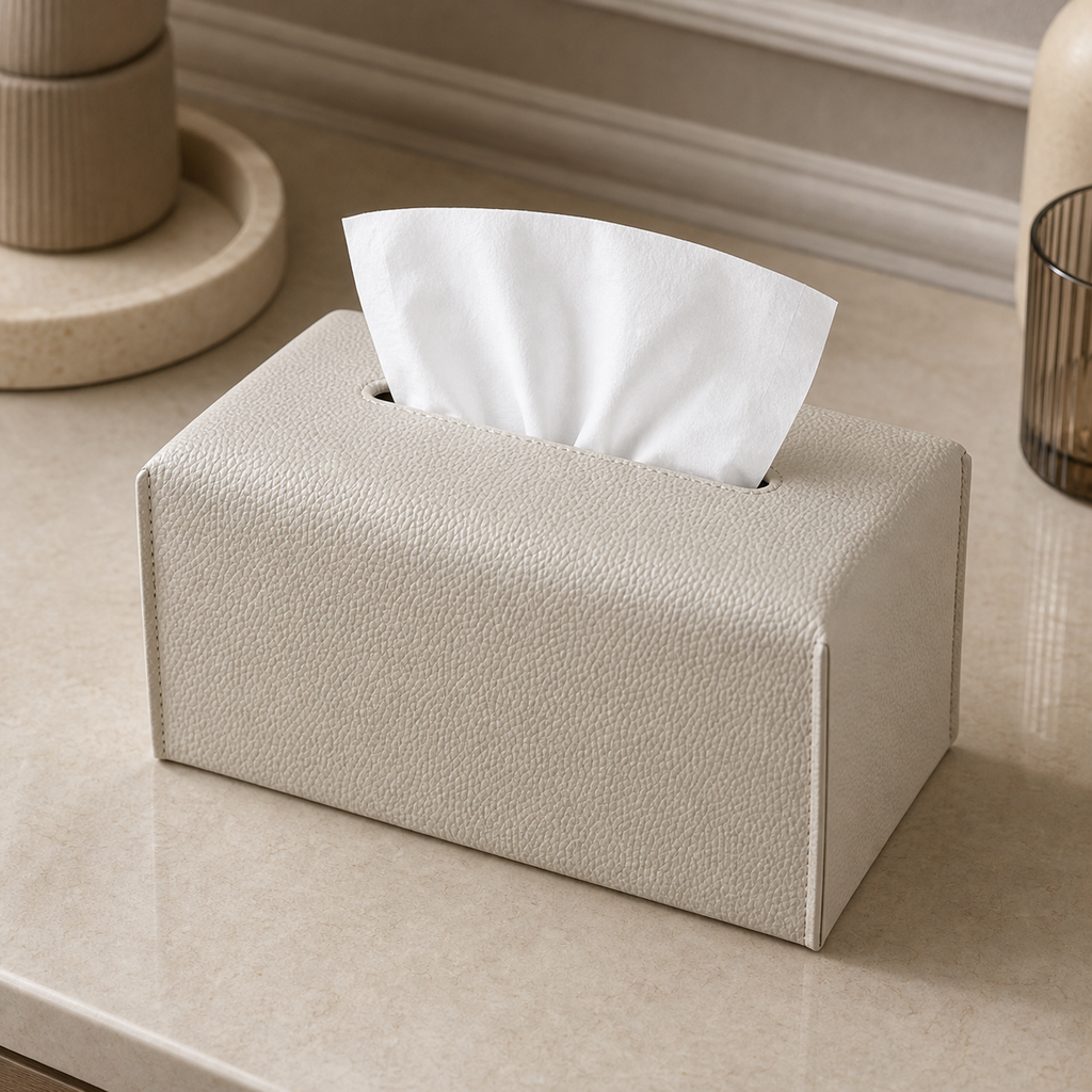 Cozy Haven Modern Pu Leather Tissue Box Cover Square Tissue Hold - Cozy Haven lifestyle image