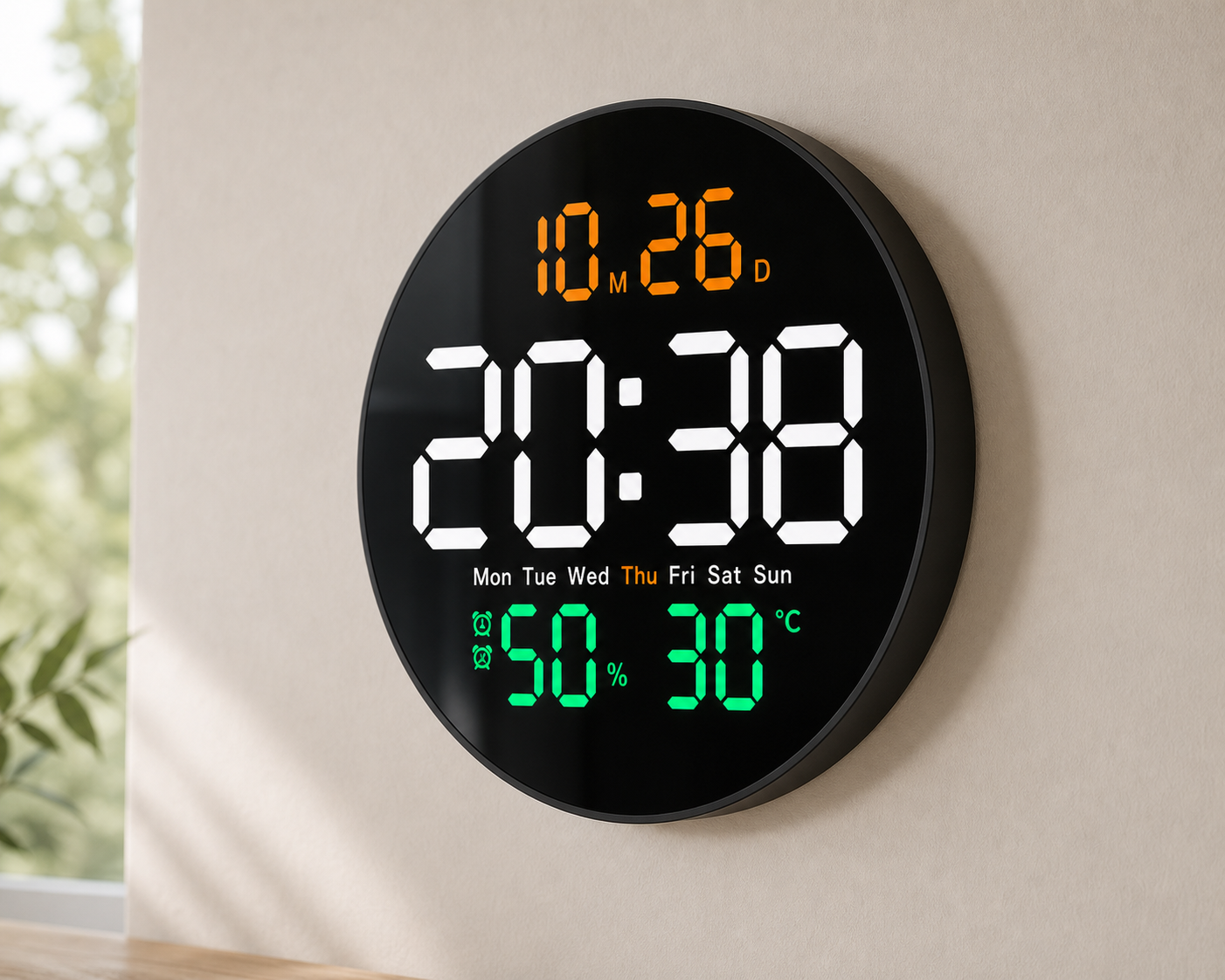 Cozy Haven Digital Led Wall Clock With Dual Alarms,Calendar,Temp - Cozy Haven lifestyle image