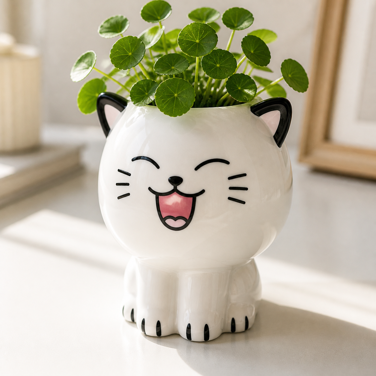 Cozy Haven Ceramic Flowerpot Mini Cat Cartoon Cute Plant Desktop - Cozy Haven lifestyle image