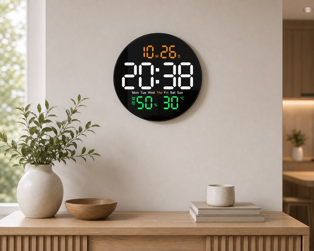 Cozy Haven Digital Led Wall Clock With Dual Alarms,Calendar,Temp - Cozy Haven lifestyle image