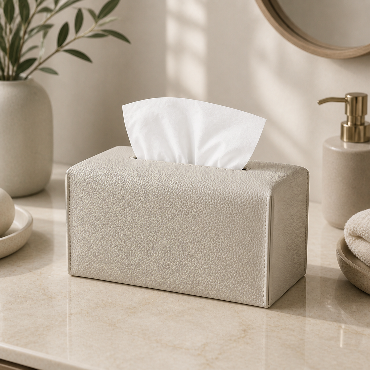 Cozy Haven Modern Pu Leather Tissue Box Cover Square Tissue Hold product detail